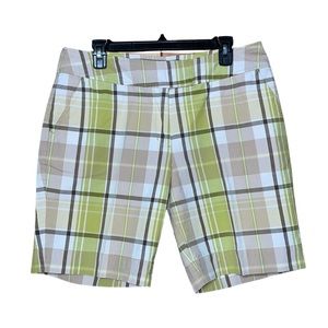 Misunderstood Shorts Plaid Shorts - Cream & Green - Size 15